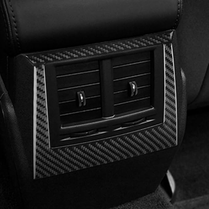 Real Quality Carbon Fiber Trim Car Rear Center Console Decal A/C Air Vent Frame Decor Compatible with Dodge Charger 2008 2009 2010 Interior Accessories Sticker Black