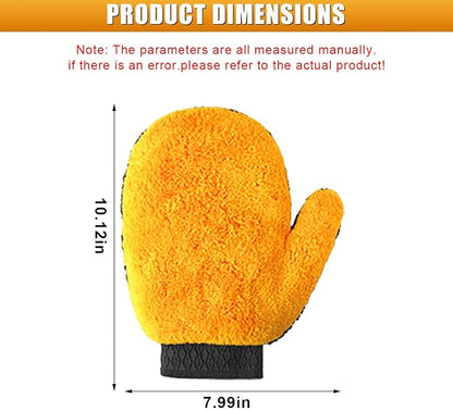 2PCS Car Wash Mitt, Coral Fleece Microfiber Dusting Mitt with Thumb, No Scratch No Lint Cleaning Glove with Elastic Wrist Cuff, Reusable Car Washing and Detailing Supplies (Thumb)