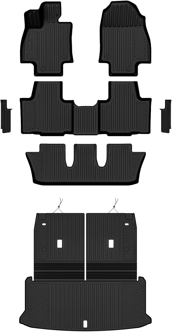 Auxko All Weather Floor Mats Cargo Mat for Lexus TX TX350 TX500h TX550h+ 7 Seats 2026 2025 2024 with Backrest Mat Door Sill Protector(2nd Door) TPE Floor Liners Accessories Odorless Black