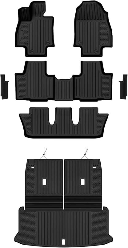 Auxko All Weather Floor Mats Cargo Mat for Lexus TX TX350 TX500h TX550h+ 7 Seats 2026 2025 2024 with Backrest Mat Door Sill Protector(2nd Door) TPE Floor Liners Accessories Odorless Black