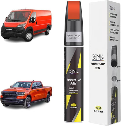 XNA Spitfire Orange(NF2/PF2) for Dodge Ram Touch Up Paint, 2 in 1 Car Scratch Remover with Pen Tip and Brush, Exact Color-Matched for Car Paint Scratch Repair, Quick & Easy Fix Chips and Nicks