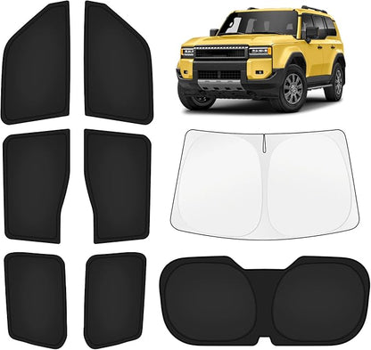 KUST Car Window Shades for Toyota Land Cruiser Prado 250 2024-2025 2026 Windshield Sun Shade Side Window Cover UV Block Privacy Protection Accessories for Camping Blackout Rear Back Full Set 8PCS
