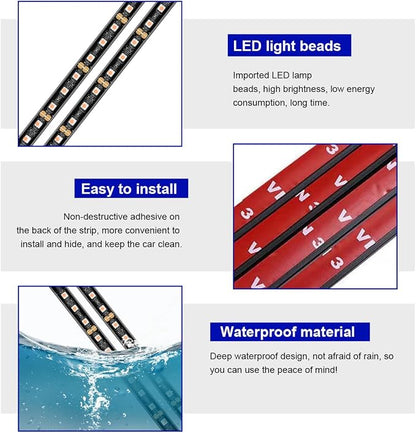 povtii Car LED Strip Light, 24 LED RGB Auto Under Dash Interior Atmosphere Lights, USB Vehicle Decorative Lamp Ambient Night Light Strip, Lighting Kit Car Accessories (Blue)