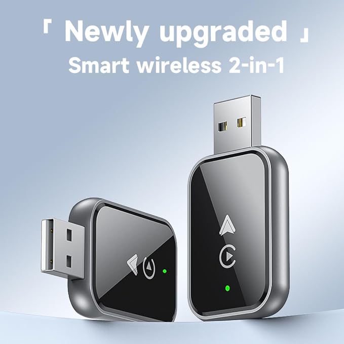 Wireless CarPaly & Android Adapter - Convert Factory Wired CarPlay to Wireless Car Play Dongle Plug, Work w/iPhone iOS 10+& Android 9+, 2 Cable Included USB A to USB C & A (Y7pro)