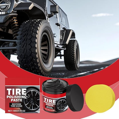 Car Tire Shine with Sponge,100g Tire Coating Paste,TirePolishing Paste,Wheel Shine Tir-e PolishingPaste,Long-Lasting Tir-e Dressing with Wet Gloss Look Finish for Car,Truck,Motorcycle, RV & More