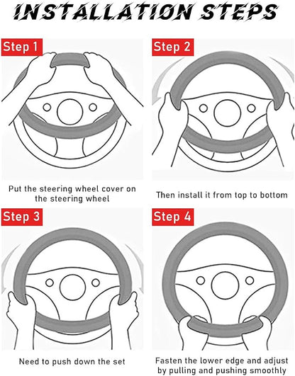 povtii Car Steering Wheel Cover, 15 Inch Leather Breathable Auto Steering Wheel Protector, Comfortable Non-Slip Vehicle Steering Wheel Covers, Universal Interior Car Accessories (Wine Red)