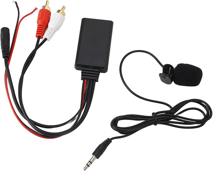 POCREATION Bluetooth AUX Module with Dual Cable Adapter and Built-in Hands-Free Microphone for Pioneer Car Stereo Systems