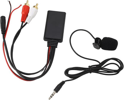 POCREATION Bluetooth AUX Module with Dual Cable Adapter and Built-in Hands-Free Microphone for Pioneer Car Stereo Systems