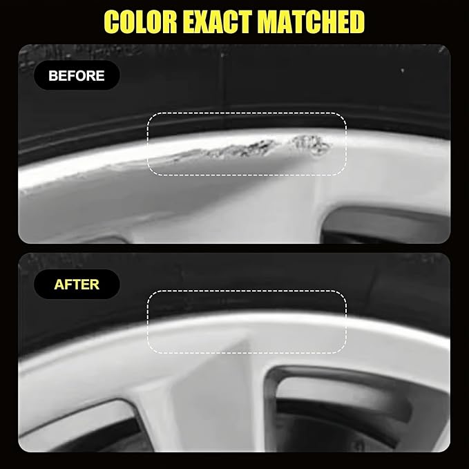 Rim Touch Up Paint(Aero-G Metallic(WPB-8277)) for Tesla Model 3 Performance 20" Zero-G Wheel/Model S Plaid 20" Zero-G Wheel, 2 in 1 Car Wheel Scratch Repair Kit, Quick & Easy Remover Curb Rash