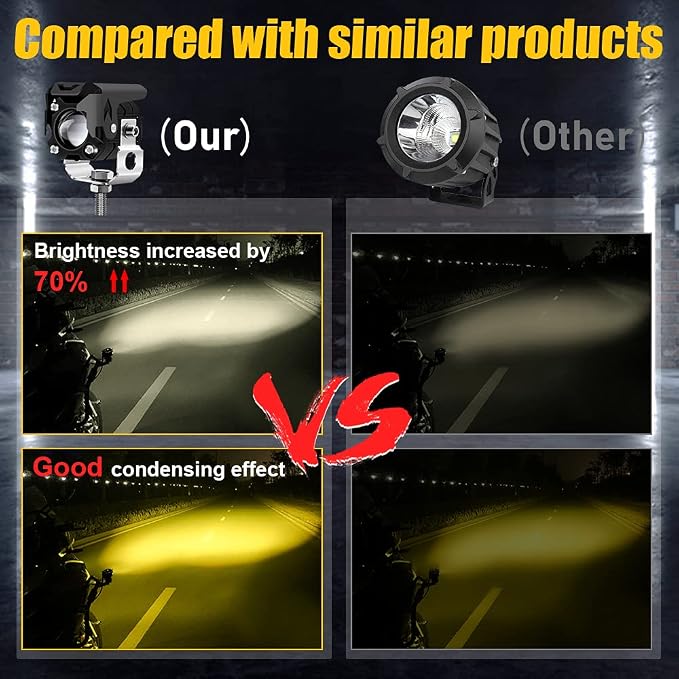 LED Pod Lights, LED off Road Lights 60W 6000lm Amber/Yellow White Dual Color Driving Fog Auxiliary Work Lights Pod for Motorcycle Truck SUV ATV E-Bike Tractor, 2 Packs