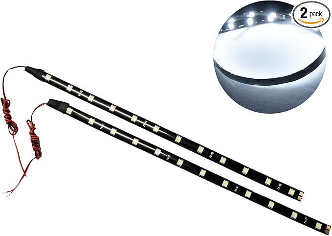 SOCAL-LED LIGHTING 30cm 12" White Flexible LED Strips High Power Bright 5050 12 SMD Car DRL Under Dash Accent Light, Waterproof, Cuttable, Pack of 2