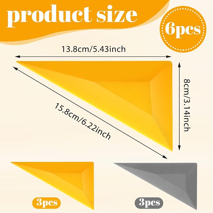JJUNW 6Pcs Window Tint Squeegee, Triangle Contour Squeegees Windows Tint Tools Grey Yellow Corner Squeegee Vinyl Wrap Tool Kit for Car Wrapping Window Tinting Film Installation Application