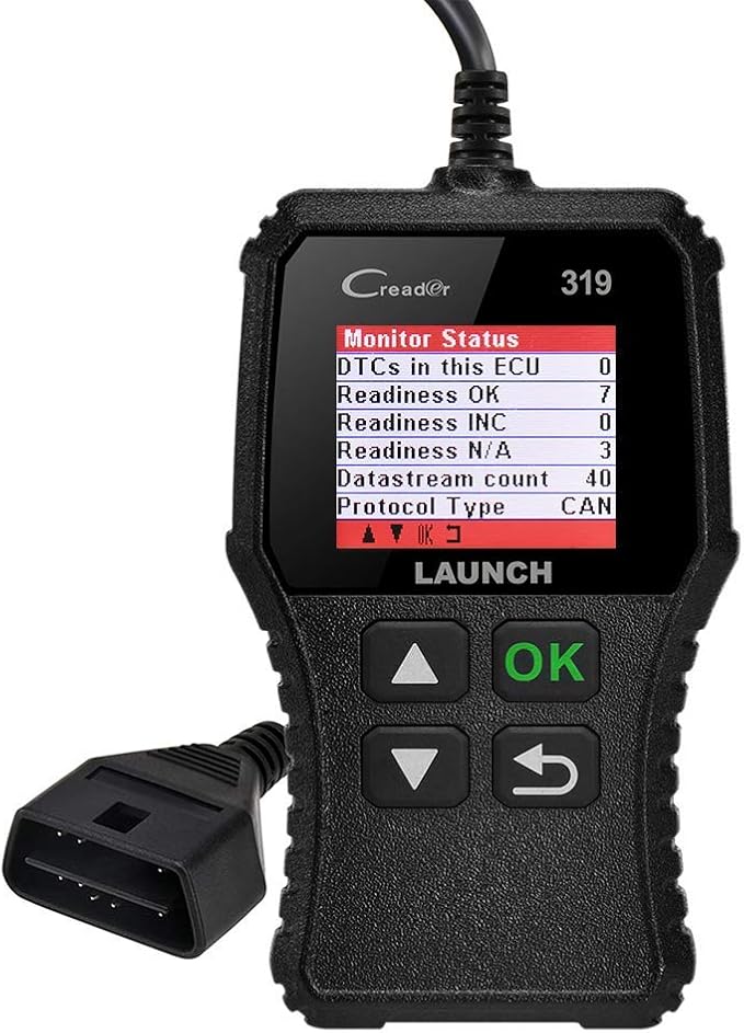LAUNCH OBD2 Scanner Engine Fault Code Reader, CR319 Code Reader Scanner, CAN Diagnostic Scan Tool Supports DTC Lookup, Mode6 O2 Sensor for OBDII Protocol Cars Since 1996 Black