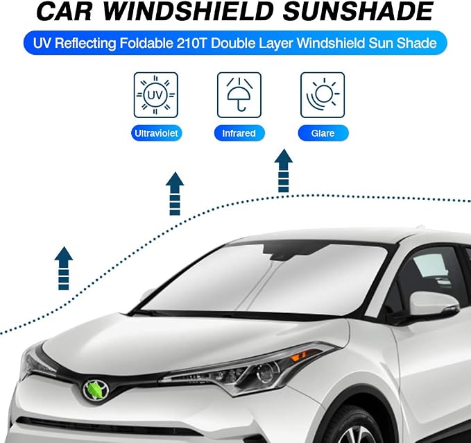 KUST Windshield Sun Shade for Toyota CHR 2018-2023 CH-R Window Accessories Sun Visor Foldable Sunscreen Block UV Rays Keep Car Cooler