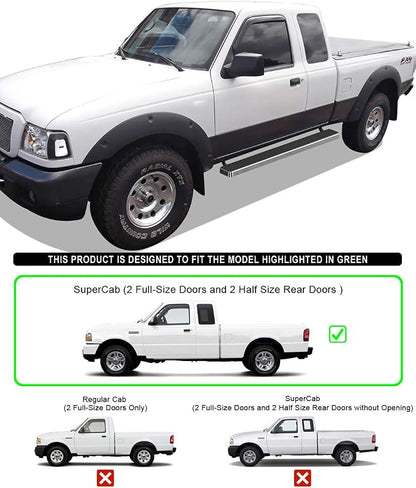 APS Running Boards 5 inches Compatible with Ford Ranger Mazda B-Series 1999-2011 Super Cab 4-Door 304 Stainless Steel (Nerf Bars Side Steps Side Bars)