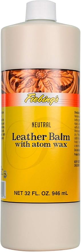 Fiebing's Leather Balm with Atom Wax 32oz - wax top finish for leather