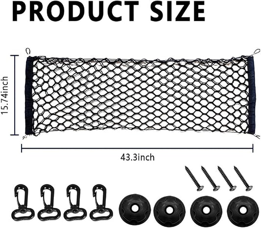 43.3" x 15.7" Truck Bed Organizer,Elastic Shrink Truck Cargo Net with 4 Metal Hooks Keep Truck Interior Tidy,Truck Bed Storage Hold Many Items Compatible with Chevrolet,Ford,GMC (L 43.3"x15.7")
