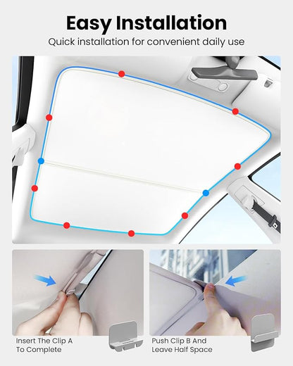 REEVAA 2026 Upgraded Tesla Model S Sunshade Roof [No Gaps, No-Sagging] Model S Accessories Heat Insulation Foldable Glass Sunroof Cover for Model S 2022-2026, 2PCS, Gray