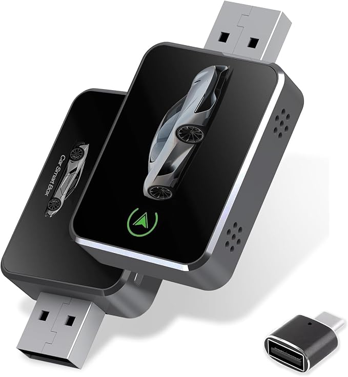 Wireless CarPlay Adapter for iPhone (2026 Upgraded) - Plug & Play USB-C/Type-C Adapter Converts Wired to Wireless CarPlay Android Auto (2-in-1) Multi-Device Support, Lag-Free iOS 10+