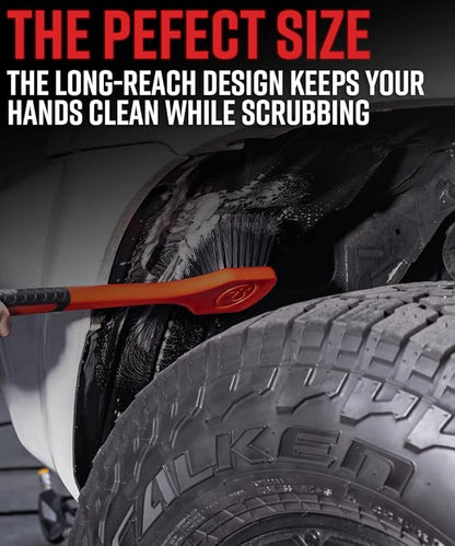 Adam's Polishes Fender Brush - Rubberized, Professional Long Handle Car Wash Brush