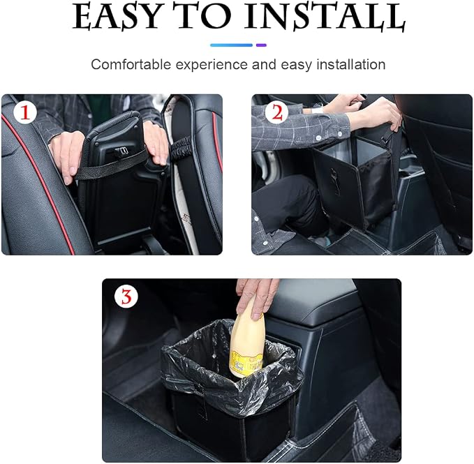 Fekey&JF Foldable Car Trash Can, Hanging Waterproof Leakproof Trash Can Storage Bag for Car with Large Capacity, Car Interior Accessories (Small)