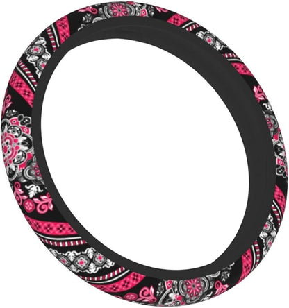 Boho Car Steering Wheel Cover Auto Accessories Universal 15 Inch Non-Slip Neoprene for Women Cute Automotive SUV Van Truck Wheel Protector