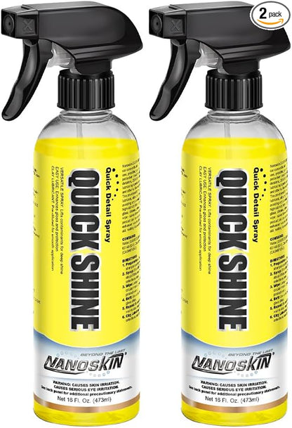 Nanoskin QUICK SHINE Quick Detail Spray 32 Oz. (2x16 Oz) - Car Wax Booster, High-Gloss Detailer, Smudge & Dust Remover, Clay Lubricant for Auto Detailing | For Paint, Glass, Chrome, Wheels, and Trim