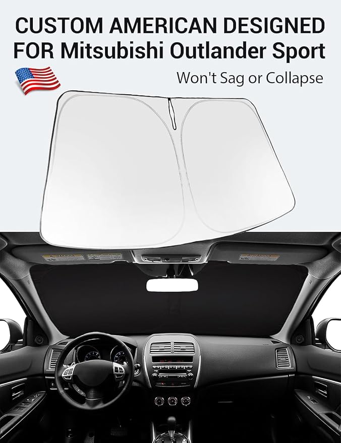 Proadsy 2026 Upgrade Windshield Sun Shade Custom Fit Mitsubishi Outlander Sport 2011-2025 2026 4-Layer Foldable Front Sunshade Protector Sun Visor Blocks UV Rays Keep Car Cooler