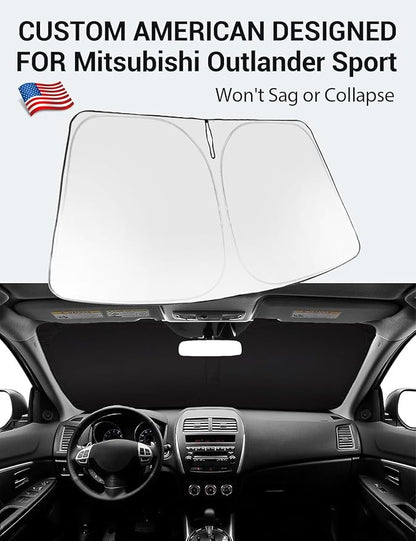Proadsy 2026 Upgrade Windshield Sun Shade Custom Fit Mitsubishi Outlander Sport 2011-2025 2026 4-Layer Foldable Front Sunshade Protector Sun Visor Blocks UV Rays Keep Car Cooler