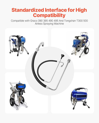 VEVOR Suction Hose Tube and Reflux Line Sets, Aluminum Alloy an Rubber Suction Hose and Reflux Line Set, Paint Sprayers Tool Part, Compatible with Multiple Airless Spraying/Line Painting Machine