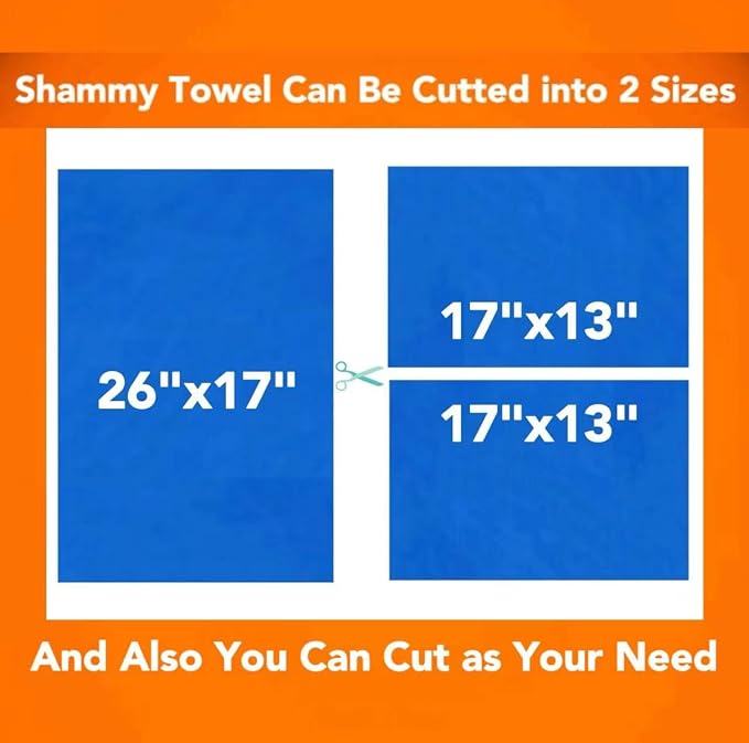 Premium Shammy Cloth for Car Drying - 4pk(26”x17”) - Super Absorbent Synthetic Chamois Towel for Car - Reusable Car Drying Shammy - Scratch-Free Car Drying Towel(2 Blue & 2 Yellow)