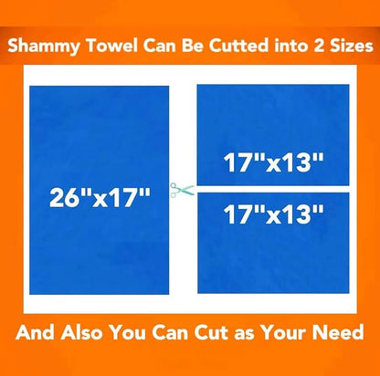 Premium Shammy Cloth for Car Drying - 4pk(26”x17”) - Super Absorbent Synthetic Chamois Towel for Car - Reusable Car Drying Shammy - Scratch-Free Car Drying Towel(2 Blue & 2 Yellow)