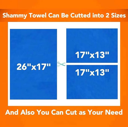 Premium Shammy Cloth for Car Drying - 2pk(26”x17”) - Super Absorbent Synthetic Chamois Towel for Car - Reusable Car Drying Shammy - Scratch-Free Car Drying Towel(Blue & Blue)