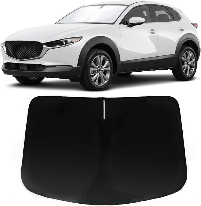 Windshield Sun Shade for Mazda CX-30 2019-2025 2026, Car Front Window Sunshade with 240T Sun Visor Protector Blocks UV Rays Heat Sun Shield Accessories (Mazda CX30)