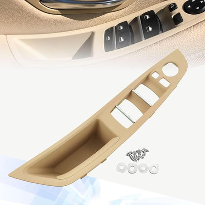 Driver Side Door Handle Cover Compatible with BMW 5 Series 520 523 525 528 530 F10/F11/F18 2010-2016, Window Switch Armrest Panel for Left-Hand Drive Models Beige