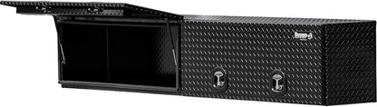 Buyers Products 1721361 Topsider Truck Tool Box, 16x13x96 Inch, Gloss Black Diamond Tread Aluminum, Dual Flip-Up Doors, Locking Compression Latch, Weather Resistant, No-Drill Mount, Made in USA