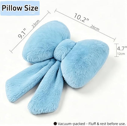 Sexysamba 2 Pcs Plush Bow Car Headrest Neck Pillow Cute Bow Pillow for Car Seat Décor Soft Neck Support for Comfortable Driving Traveling Office Fluffy Head Rest Cushion, Blue