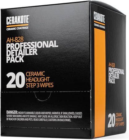 CERAKOTE® Ceramic Headlight Restoration Professional Detailer Pack (20 Ceramic Wipes) - Brings Headlights Back to Like New Condition - Step 3 Only (Pack of 2)