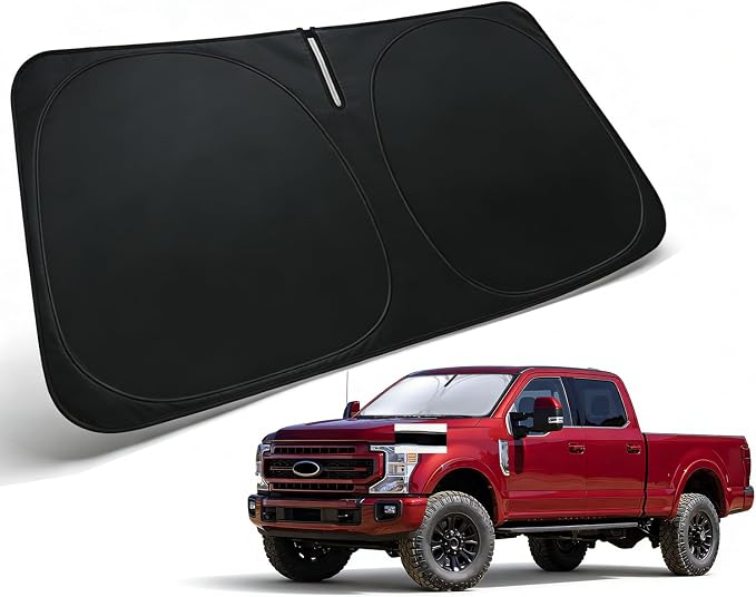 Windshield Sun Shade for 2017-2026 Ford Super Duty F250 F350 F450 F550 Accessories, Car Front Window Sun Visor & Heat Shield | 240T Sunshade Protection Blocks UV Rays Keep Your Car Cooler