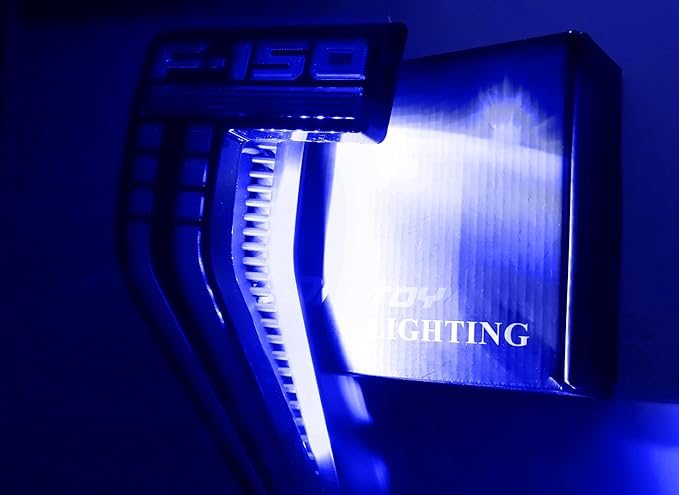 iJDMTOY Ultra Blue LED Background Illumination Lighting Kit Compatible with 2021-up Ford F150 Side Fender Emblem