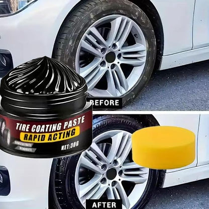 Premium Tire Coating & Trim Restorer,Bring Back the Original Deep Black Shine to Rubber and Plastic,Long-Lasting Ceramic Coating & UV Protection,TireCoating Paste for Car Tire Plastic Trim Care