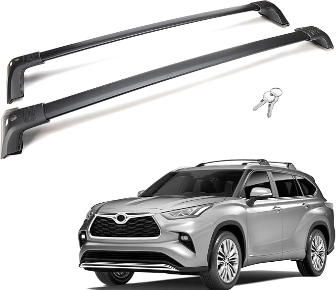 260lbs Lockable Roof Rack Cross Bars for Toyota Highlander 2020 2021 2022 2023 2024 2025 XLE Limited Platinum Hybrid, Heavy Duty Aluminum Crossbars Rooftop Luggage (Not for Grand Highlander)