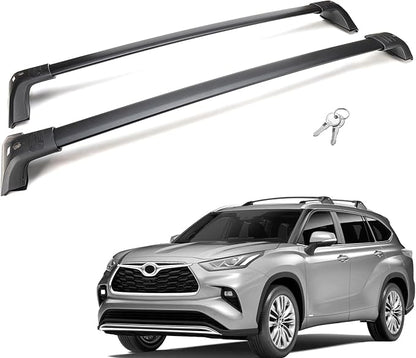 260lbs Lockable Roof Rack Cross Bars for Toyota Highlander 2020 2021 2022 2023 2024 2025 XLE Limited Platinum Hybrid, Heavy Duty Aluminum Crossbars Rooftop Luggage (Not for Grand Highlander)