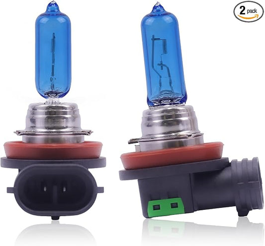 Sinoaprcel H11 Halogen Low Beam Headlight or Fog Light Bulbs,200% Brighter 5000K White Replacement for Standard 55W Bulb,Pack of 2