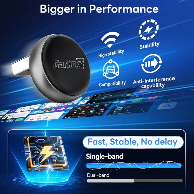 Carlinkit Wireless CarPlay Adapter & Android Auto Mini Ultra3, 2-in-1 Mini USB Design with OEM Car Models, Plug and Play/Low Latency Portable/Auto Connect, Compatible with iOS 10+ & Android 11+