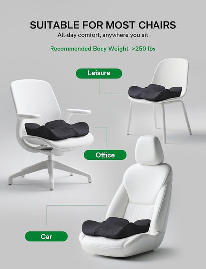 Medisana Seat Cushion, SC 200B Seat Cushions for Office Chairs, Car Seat, Wheelchair - Sciatica & Tailbone & Coccyx Pain Relief Pillow for Driver Sedentary People（Size:22.8 * 16.5 * 4.3 in-Black）