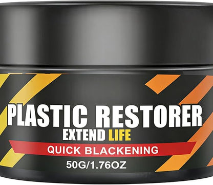 Car Trim Restorer - 50g Repair Agent, Long Lasting Black Shine Coating with Sponge Applicator | Auto Detailing Solution for Interior Exterior Tire Headlight Engine Wheel Dash