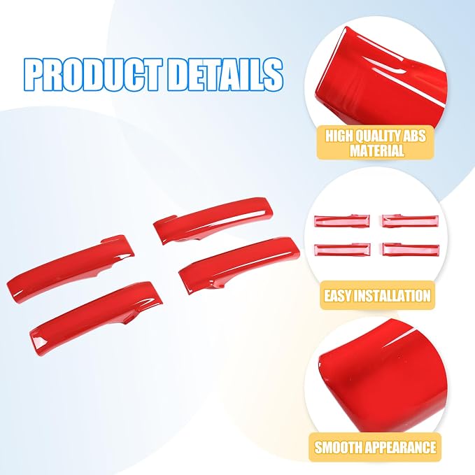 ABS Car Inner Door Handle Decoration Cover Trim Fit for Toyota Tundra/Sequoia 2007-2021 Interior Car Accessories (Red)