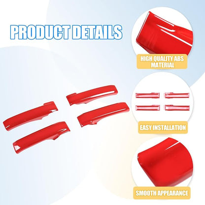 ABS Car Inner Door Handle Decoration Cover Trim Fit for Toyota Tundra/Sequoia 2007-2021 Interior Car Accessories (Red)
