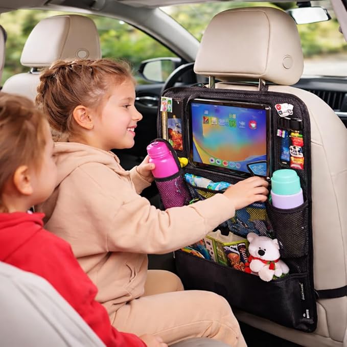 Helteko Car Seat Organizer, Ultra Version Kids Backseat Car Organizers and Storage, Waterproof Back Seat Protector Kick Mats with Tablet Holder 12 in, Car Accessories Interior and Travel Essentials.